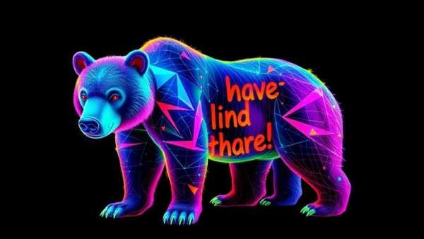 Colorful AI Educator character alongside bear, tech art