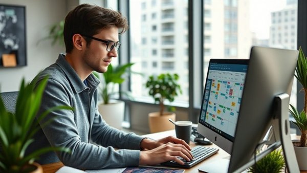Productivity and goal setting in a modern office environment.