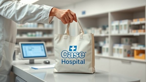 Pharmacist at Case Hospital Uganda giving medicine bag at counter.