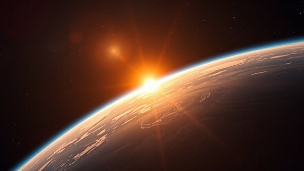 Project Suncatcher AI in Space: Earth from space with sunrise.