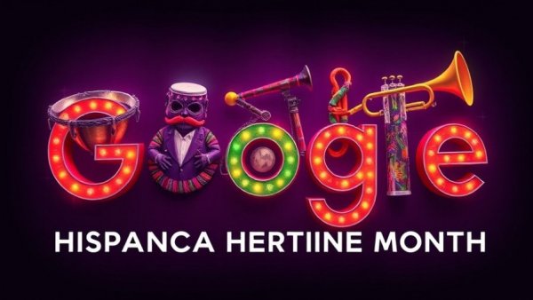 Hispanic Heritage Month video creation with vibrant Google Doodle.