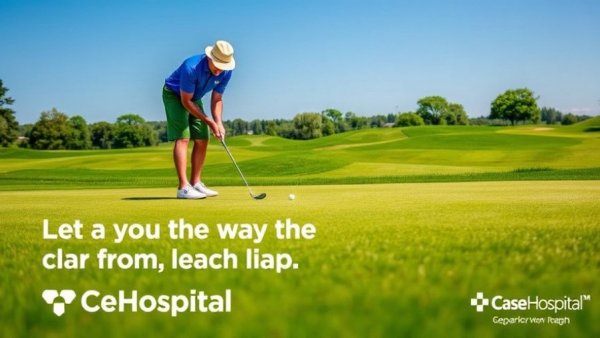 Case Hospital Uganda health poster encouraging fitness through golf.