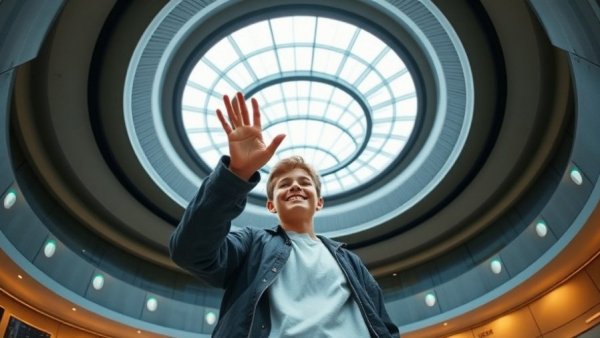 Lucas Museum for Young Creatives, young person inside circular architecture