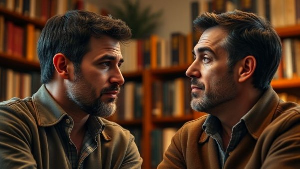 Two men discussing overcoming limiting beliefs for success.