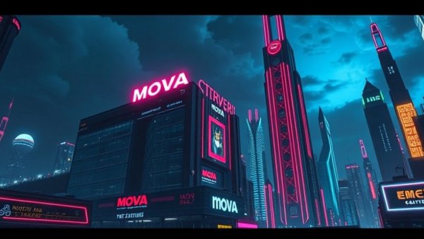 Futuristic cityscape with neon lights in Unreal Engine 5.8