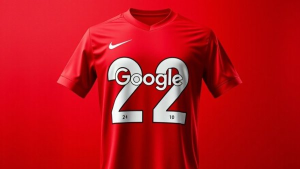 Vibrant red sports jersey with number 22 and Google logo, AI video creation apps themed