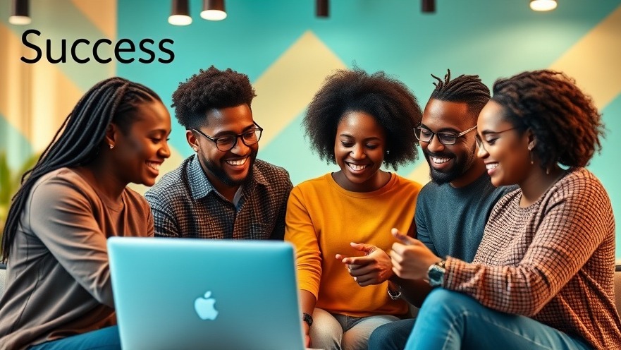 Diverse entrepreneurs in a bright co-working space discussing mentorship and success.