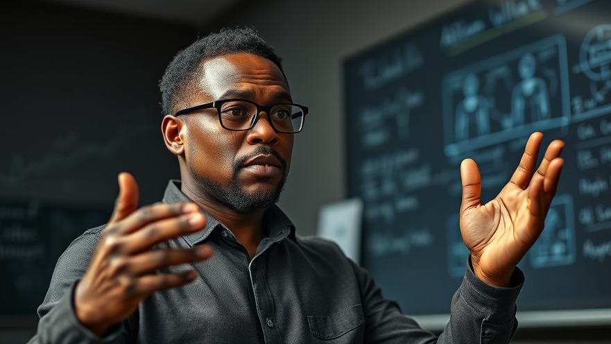 Confident African man explaining AI cognition vs human brain differences.