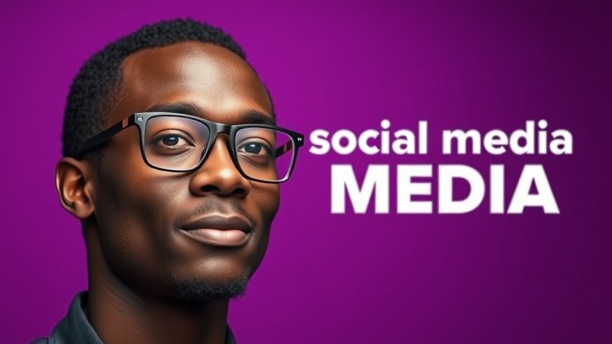 Confident African individual promoting social media responsibility against a vivid purple backdrop.