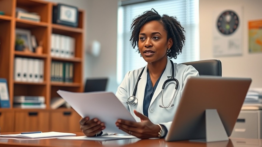 African female doctor discussing lifestyle changes for hypertension in an office setting.