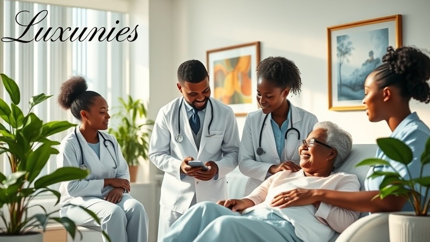 Luxury healthcare scene with diverse professionals enhancing patient care experience.