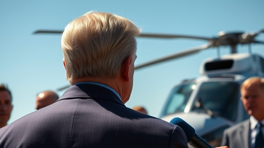 US politician discussing Middle East negotiations under a clear blue sky.