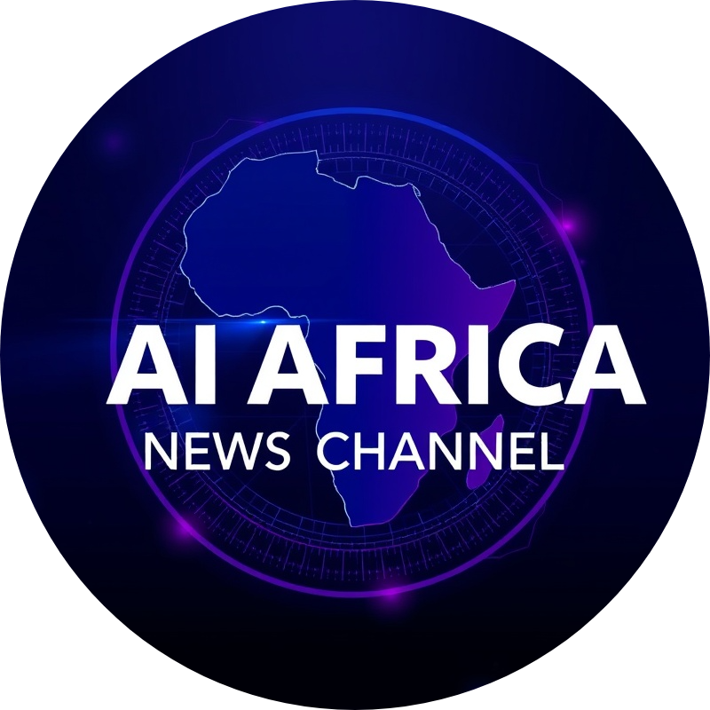 Logo for AI Africa News Channel featuring dynamic blues and purples.