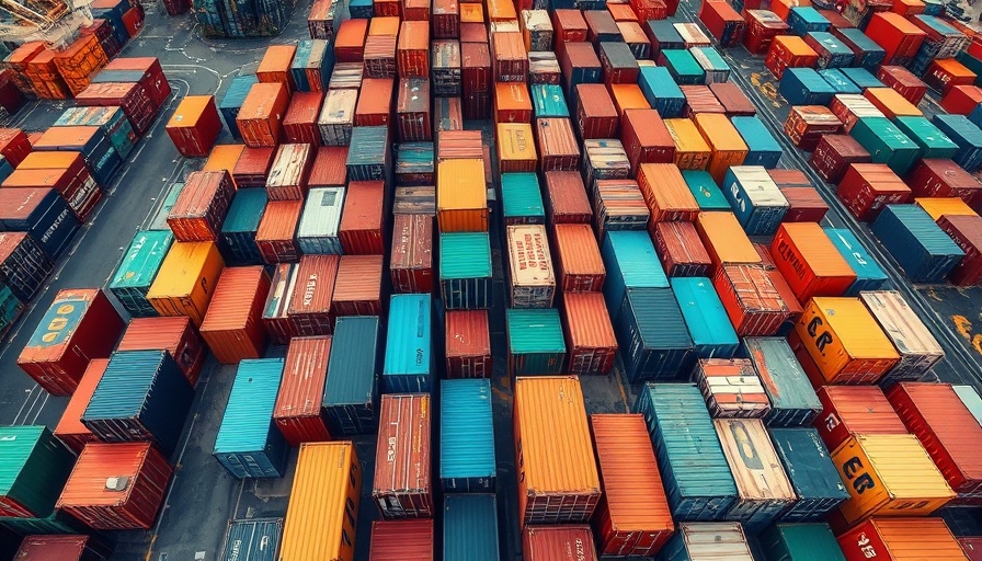 Colorful shipping containers in industrial port, container price uncertainty.