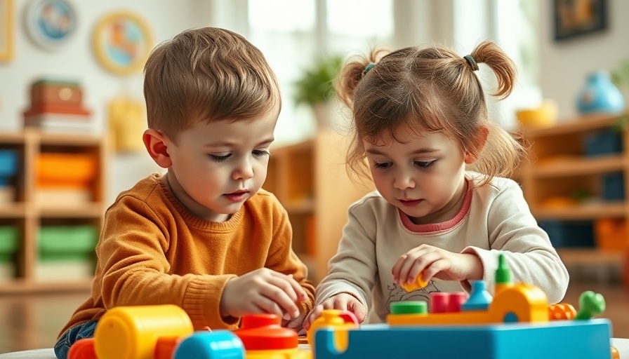 Young children engaged in play-based learning in math.