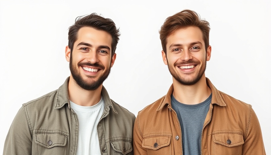 Casual photo of two smiling men related to WhatsApp chatbots.