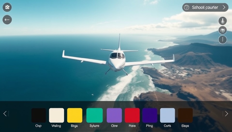 Aircraft Color Visualizer showing a plane with color options over the ocean.