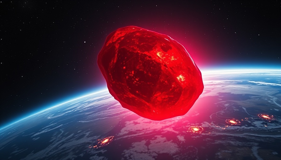 Cinematic scene of a red asteroid heading towards Earth, highlighting asteroid threats.