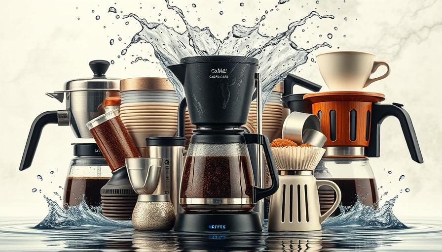 Abstract collage of clean coffee maker elements.