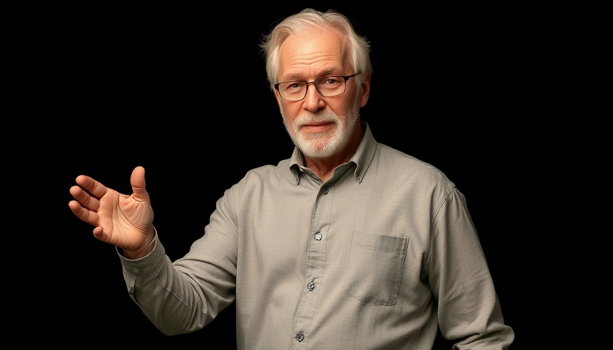 Older man discussing concepts under spotlight, linked to Compound LLM approach in Agentic AI.