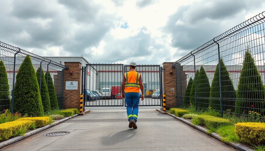 Oil facility worker at gate, Nigeria tariff relief scene.