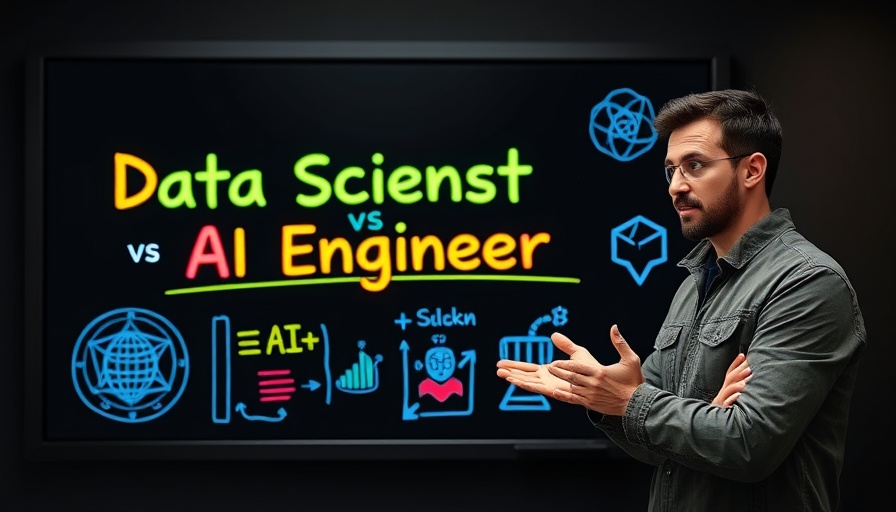 Data Scientist vs AI Engineer comparison with explanations on digital board.