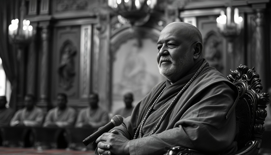 Reflective spiritual leader in ceremonial attire.