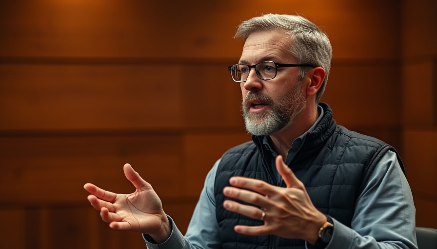 Man discussing AI optimization with multi-agent systems in studio.