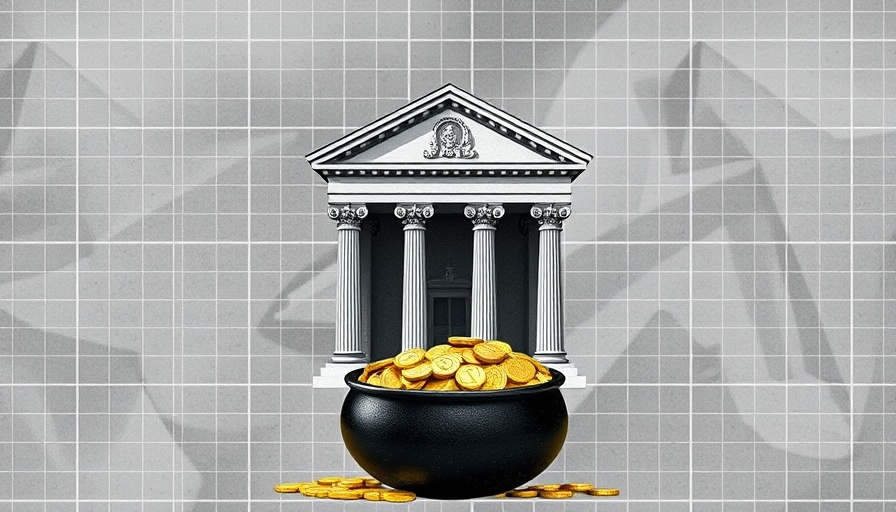 Stylized bank with coins depicting Nigerian banks system glitches.
