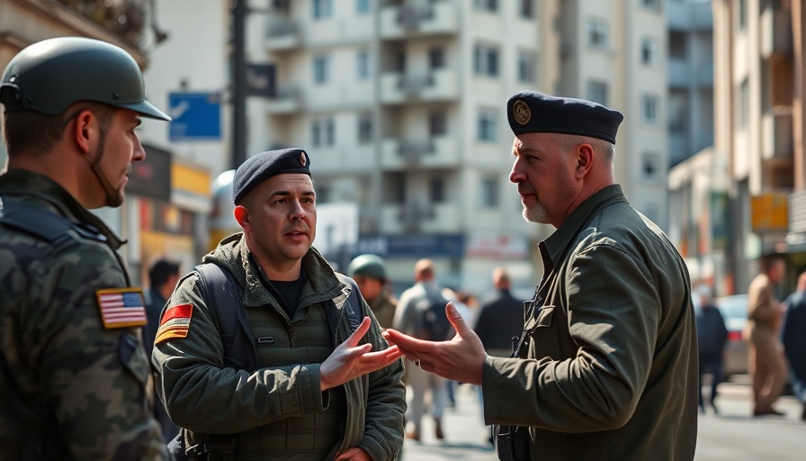 Street scene indicating Syrian government reclaim control in urban area.