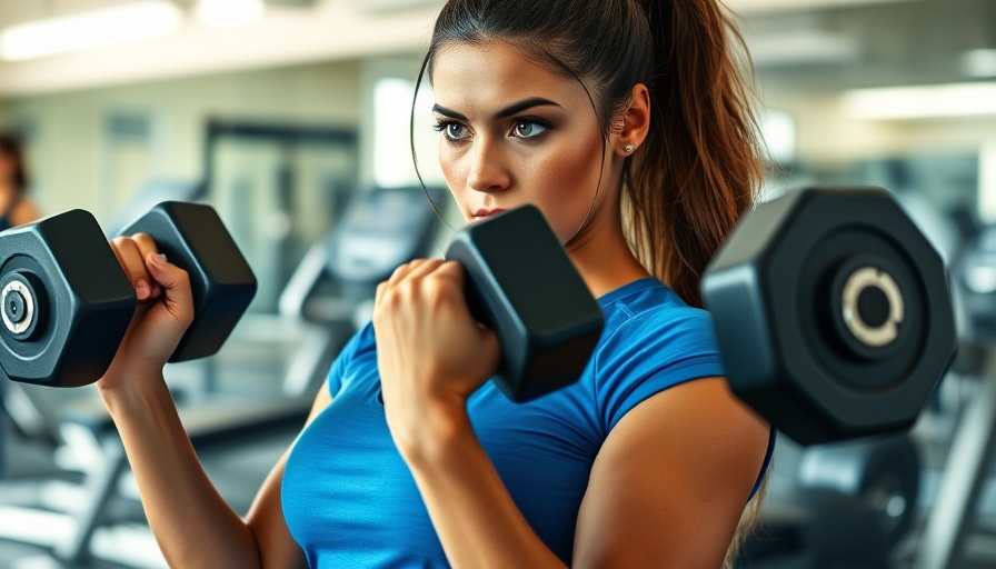 Woman lifting dumbbells demonstrating gym etiquette and trade.