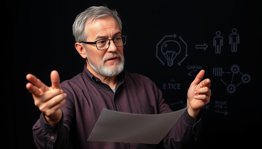 Man explaining Cache Augmented Generation in LLMs concept with diagrams.