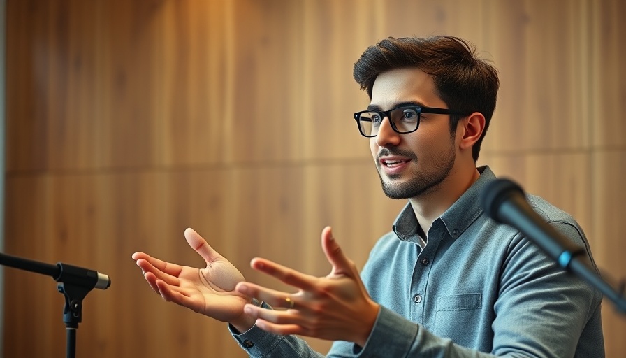 Engaged young man discussing choosing large language models in studio.