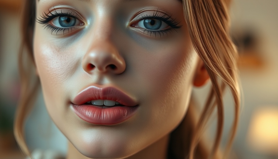 Hyaluron beauty hype: close-up of woman with lip augmentation and vibrant makeup.
