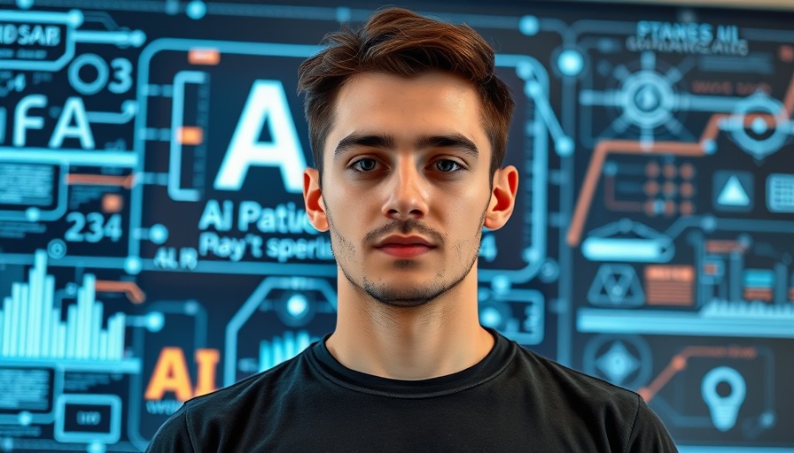 VLLM for Large Language Models: Young man with AI graphics.