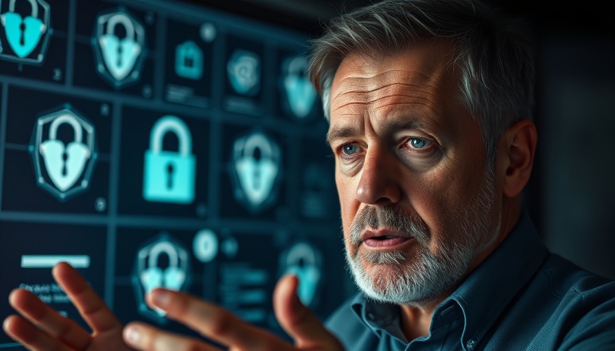 Middle-aged man discussing quishing security in a digital studio setting.