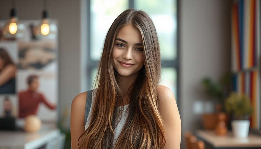 Young woman indoors discussing safety of lip fillers, smiling.