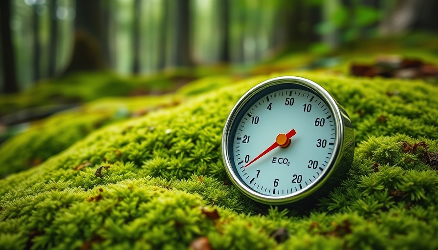 Sustainable Aviation Fuel (SAF) concept with moss and CO2 gauge.