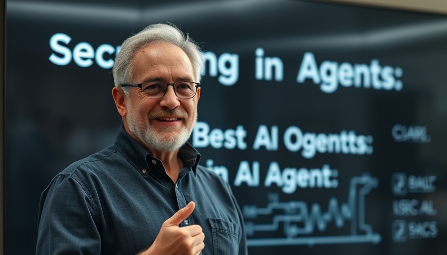 Smiling man discussing AI identity management challenges on digital screen.