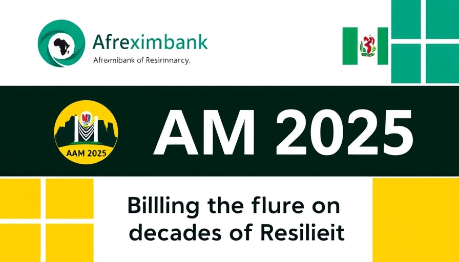 Africa Trade conference poster with Afreximbank logo and Nigerian emblem.