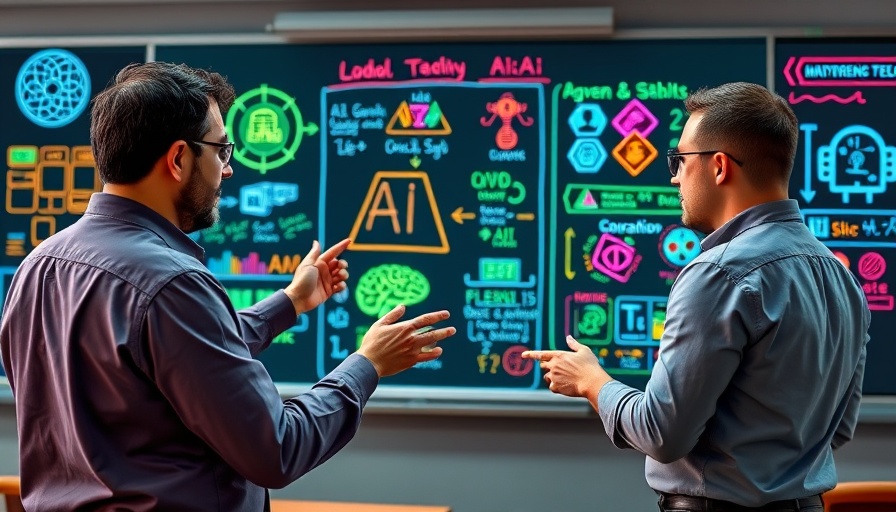 Dynamic AI presentation with colorful diagrams and speakers, improving AI accuracy.