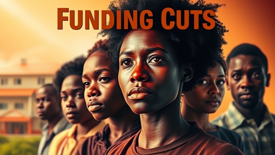 Diverse African individuals concerned about U.S. foreign assistance cuts impacting education and healthcare.
