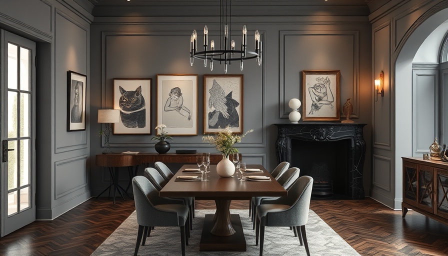 Elegant dining room showcasing celebrity real estate design with art deco decor.