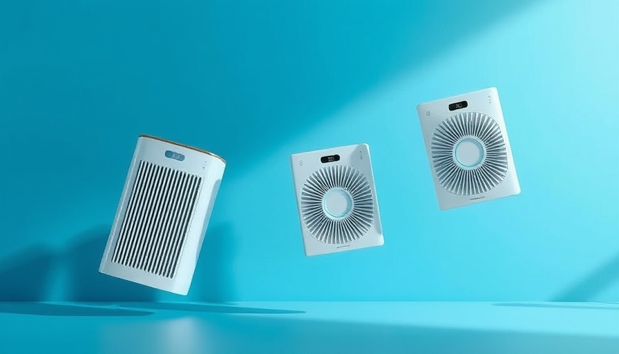 Modern air purifiers for Prime Day Air Purifier Deals, light blue background.