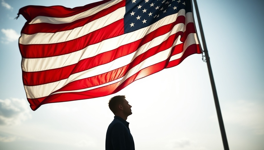 Silhouetted figure under American flag, reflecting on 30% tariffs against EU and Mexico.