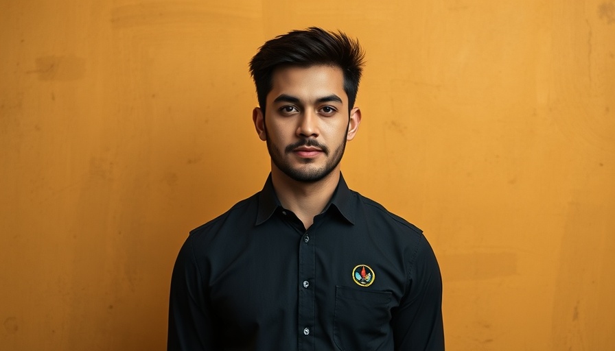 Confident man wearing logo shirt on abstract background - MoneyBadger $400,000 pre-seed funding
