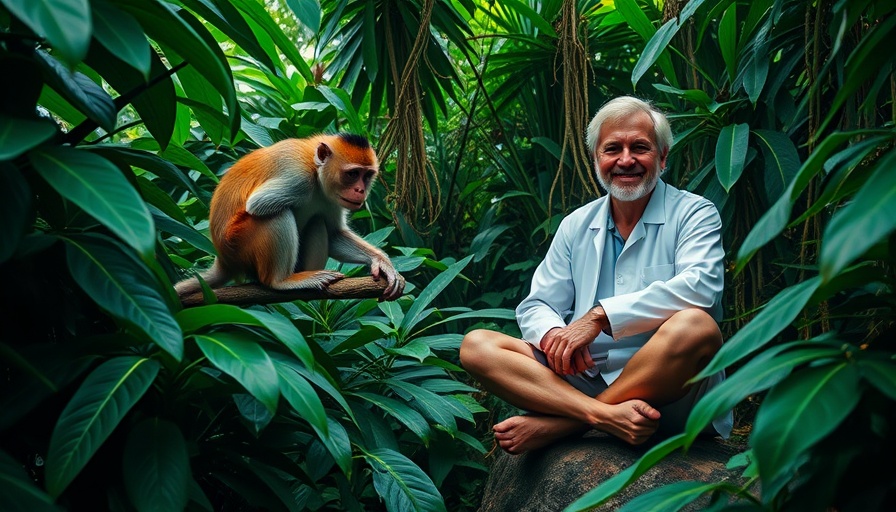 Extreme monkeys survival adaptations in lush rainforest with scientist.