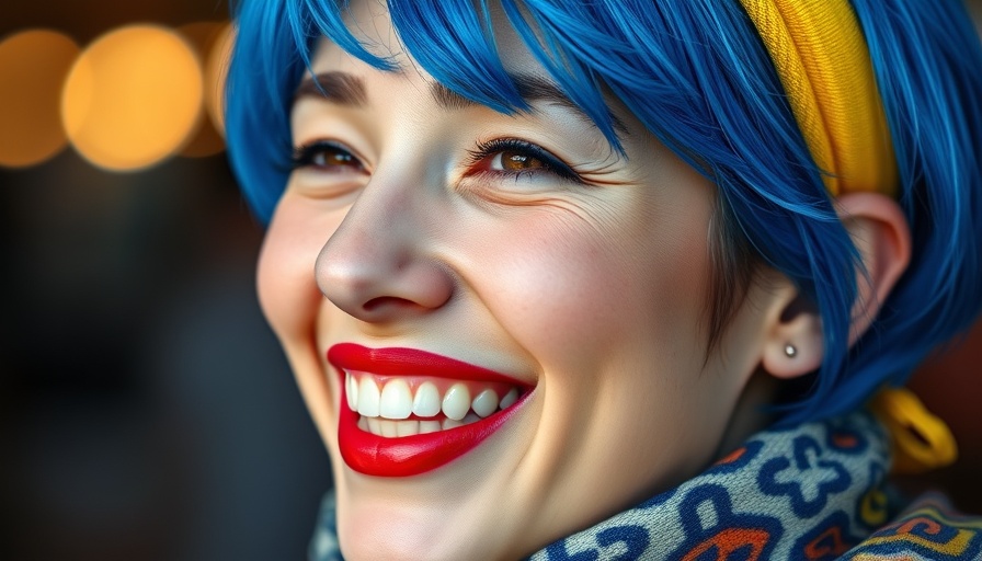 Cheerful person smiling with vibrant red lipstick, AI Africa filmmakers and developers.