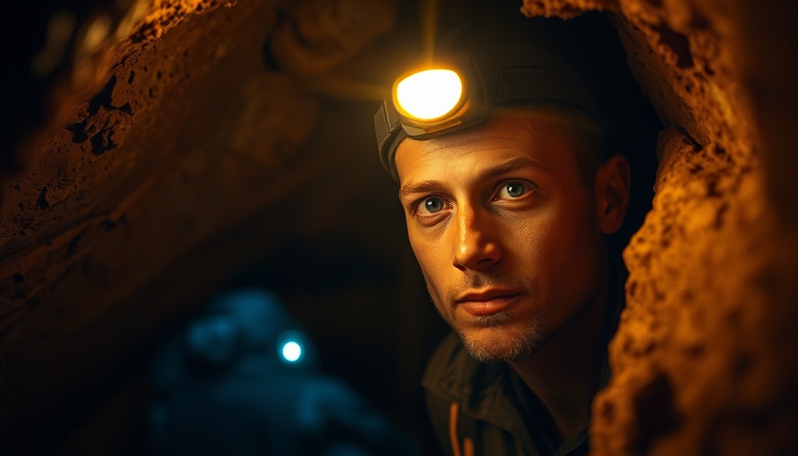 Caver exploring deep cave for deep time experiment.