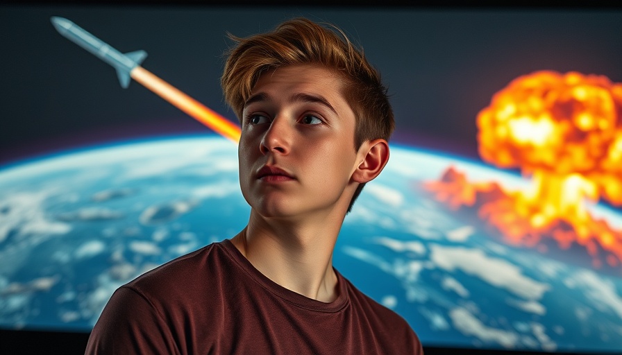 Understanding Nuclear Weapons Impact: man explains nuclear explosion, digital scene.